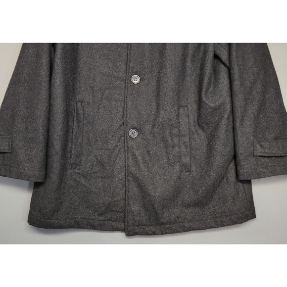 Carbon Coat Mens XL Charcoal Gray Wool Blend Car Coat Button Front Lined Pockets - Picture 6 of 11